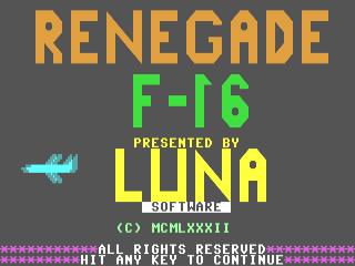 Renegade title screen for Commodore 64